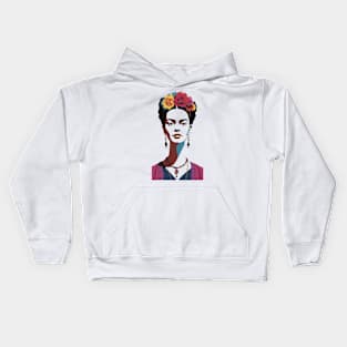 Frida's Everlasting Legacy: Illustrated Portrait Kids Hoodie